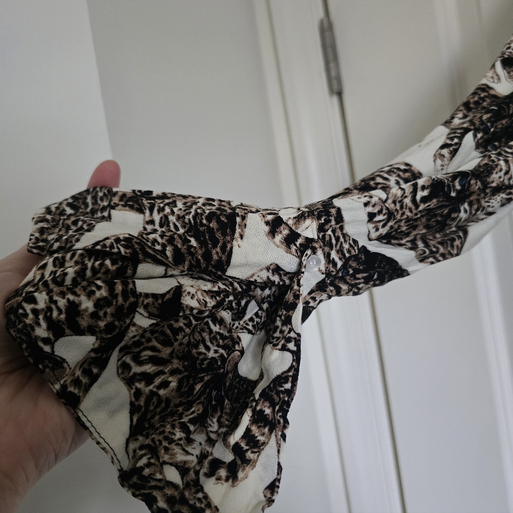 H&M Bengal Cat Print Novelty Dress Long Sleeve Animal Print EU 40 US 10 - Picture 14 of 16
